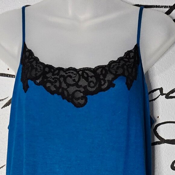 Natori Slinky Long Nightgown With Lace and Robe Set, Peignoir Set, Deep Teal M/L - Picture 11 of 12